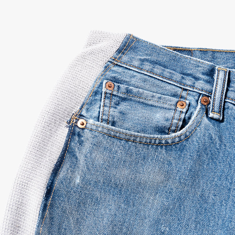 KNIT DOCKING DENIM PANTS -F-