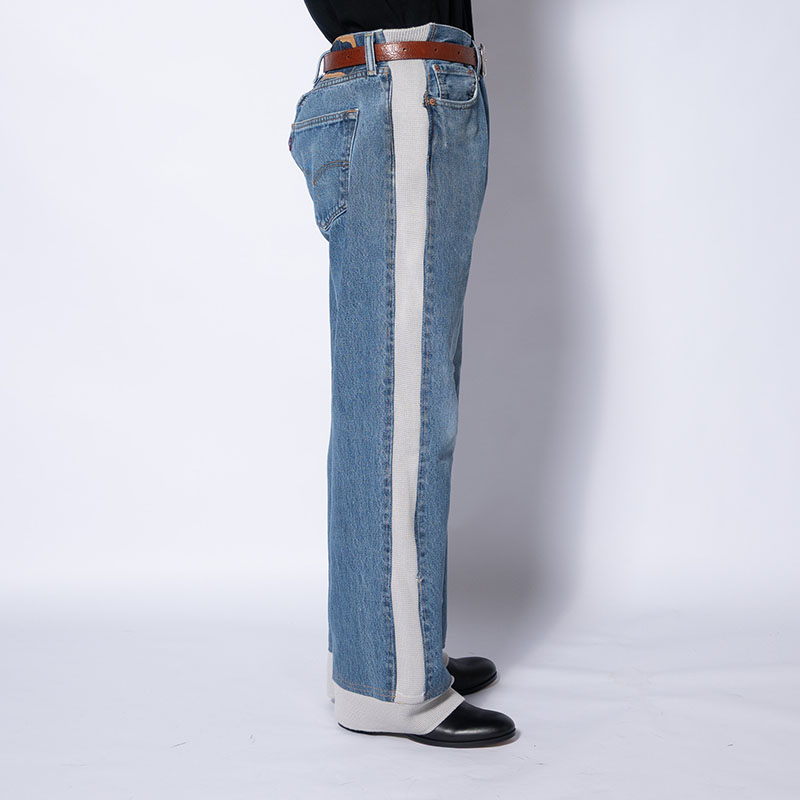 KNIT DOCKING DENIM PANTS -F-