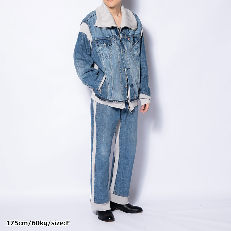 KNIT DOCKING DENIM PANTS -F-