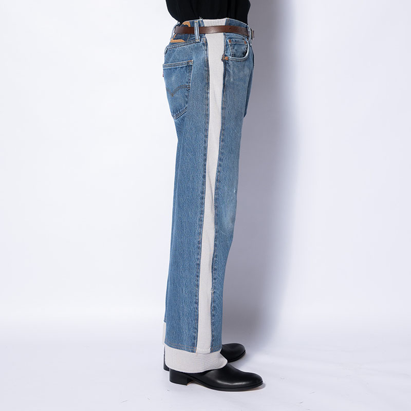 KNIT DOCKING DENIM PANTS -F-