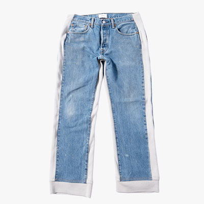 KNIT DOCKING DENIM PANTS -F-