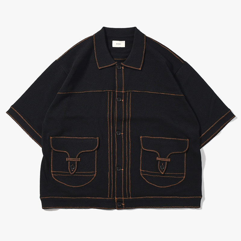 STITCH KNIT SHIRT -3.COLOR-(BLACK)
