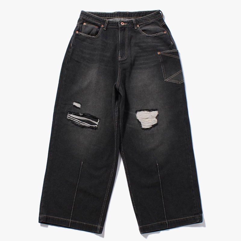 SUPER WIDE DAMAGE DENIM PANTS -2.COLOR-