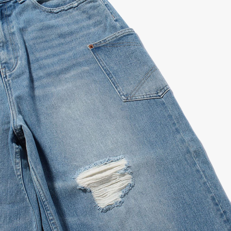 SUPER WIDE DAMAGE DENIM PANTS -2.COLOR-