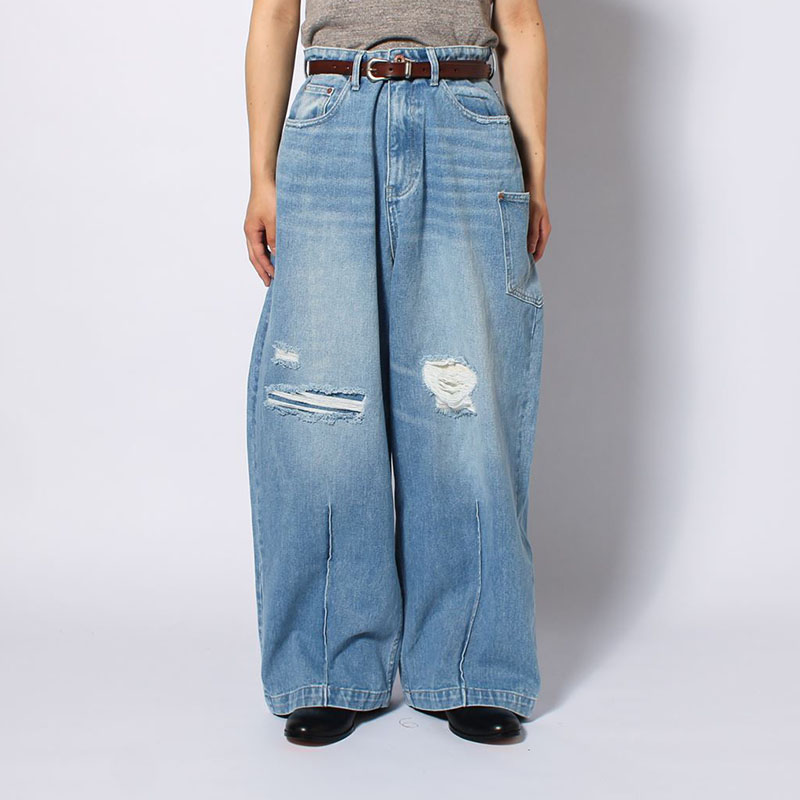 SUPER WIDE DAMAGE DENIM PANTS -2.COLOR-
