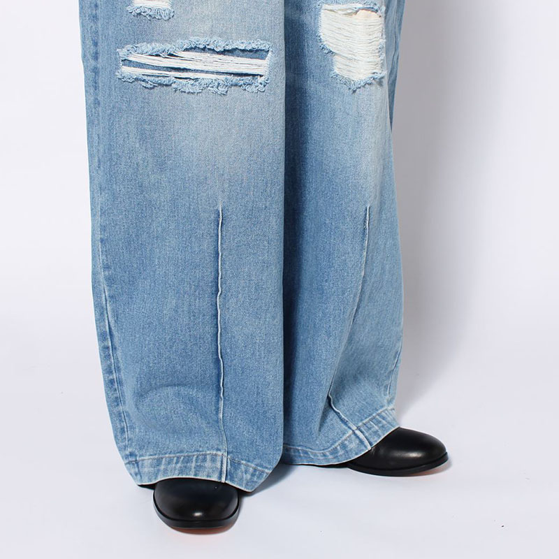 SUPER WIDE DAMAGE DENIM PANTS -2.COLOR-