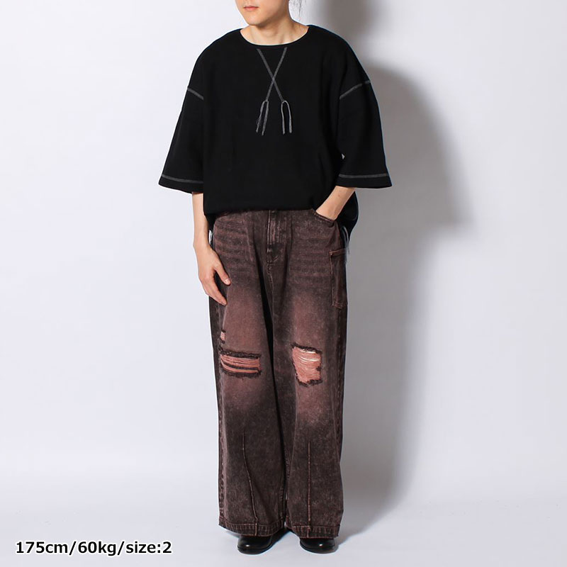 SUPER WIDE DAMAGE DENIM PANTS -2.COLOR-