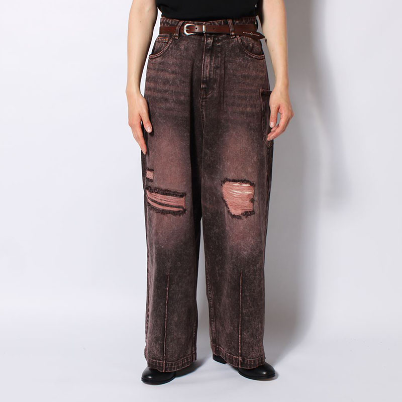 SUPER WIDE DAMAGE DENIM PANTS -2.COLOR-