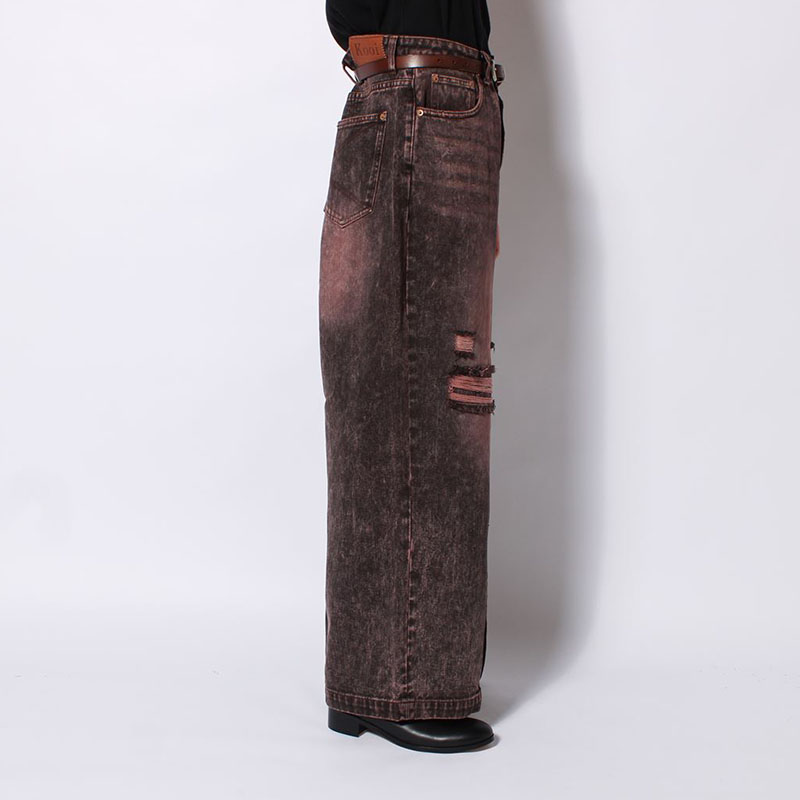 SUPER WIDE DAMAGE DENIM PANTS -2.COLOR-