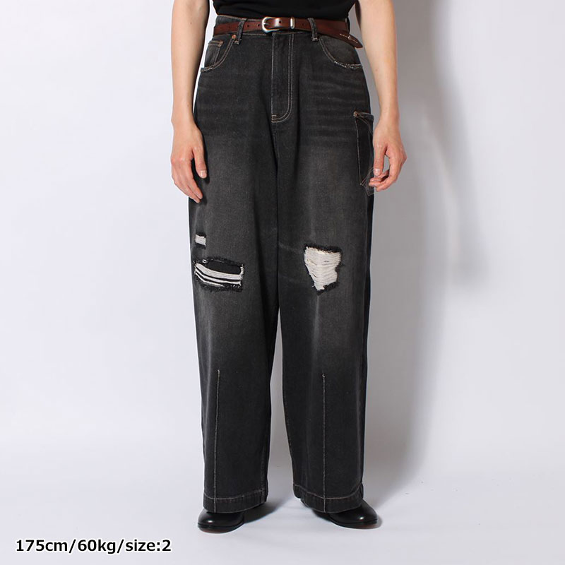 SUPER WIDE DAMAGE DENIM PANTS -2.COLOR-