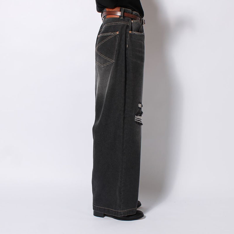 SUPER WIDE DAMAGE DENIM PANTS -2.COLOR-