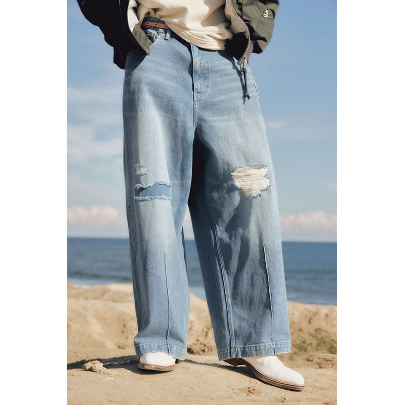 SUPER WIDE DAMAGE DENIM PANTS -2.COLOR-