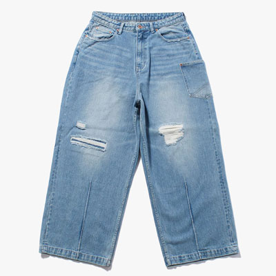 SUPER WIDE DAMAGE DENIM PANTS -2.COLOR-