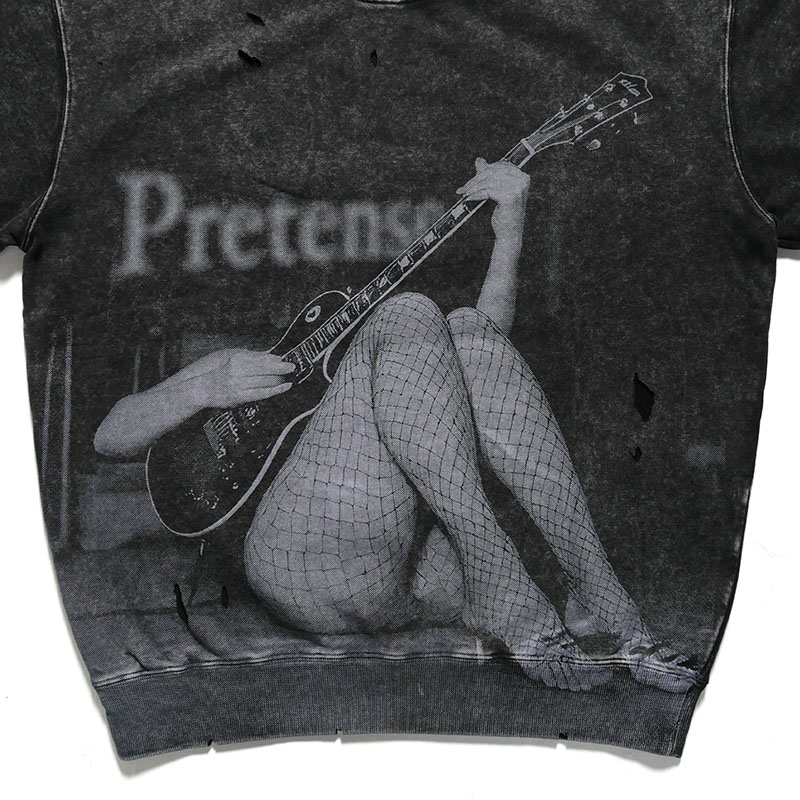 Allover Print Sweatshirt -BLACK-