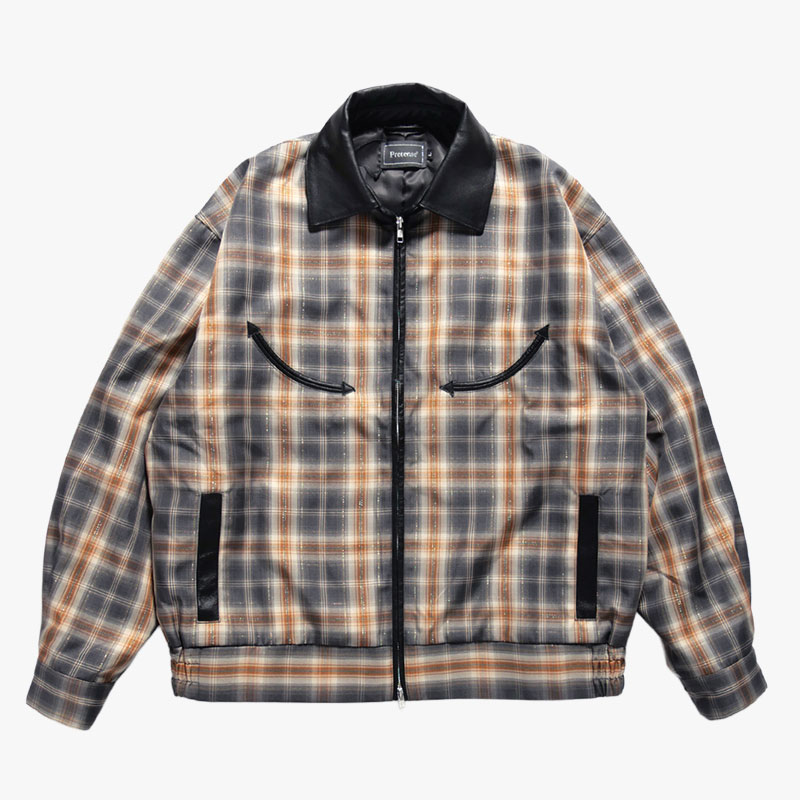 Leather Collar Jacket -CHECK-