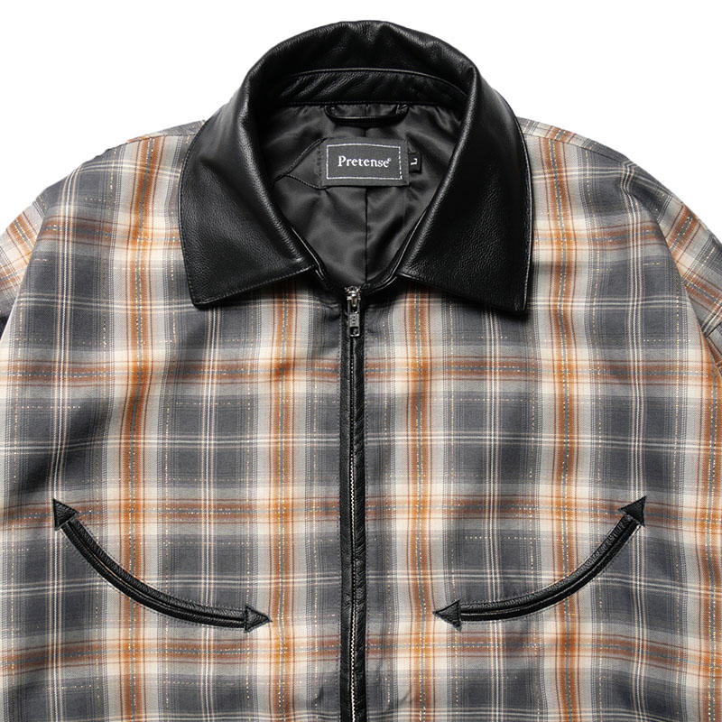 Leather Collar Jacket -CHECK-
