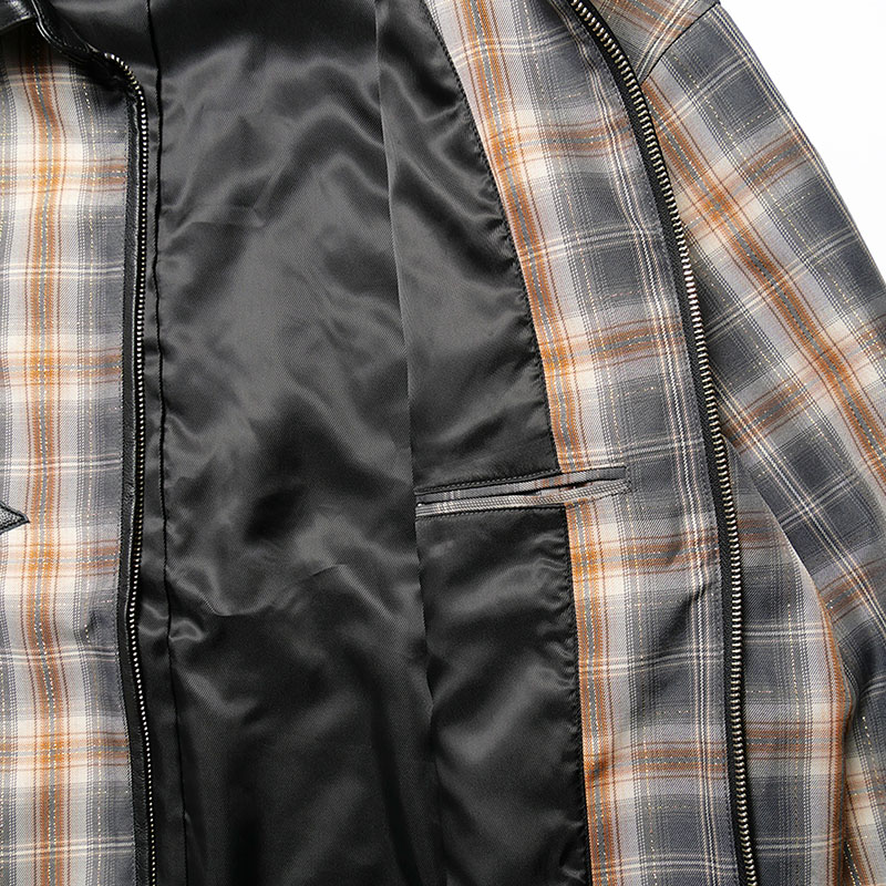 Leather Collar Jacket -CHECK-