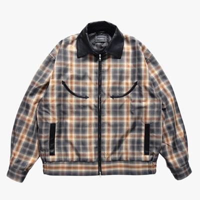 Leather Collar Jacket -CHECK-