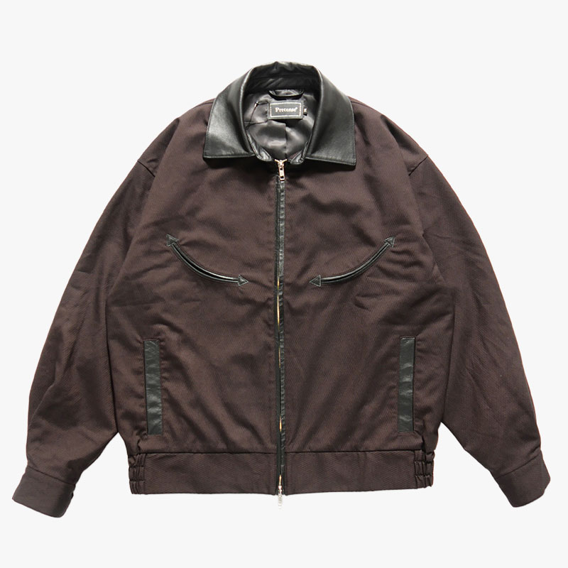 Leather Collar Jacket -STRIPE-