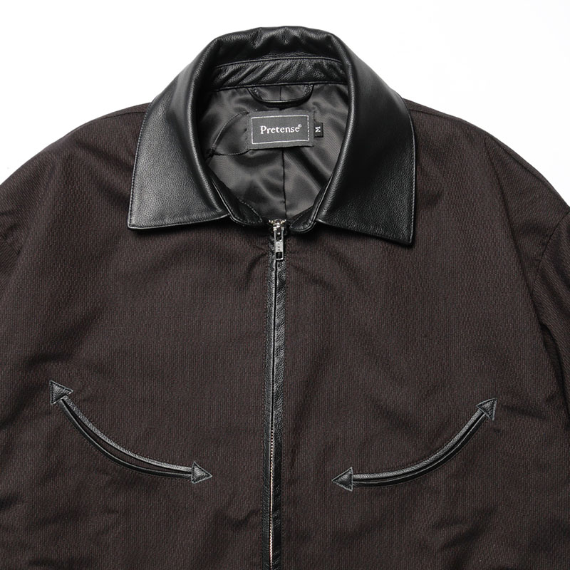 Leather Collar Jacket -STRIPE-