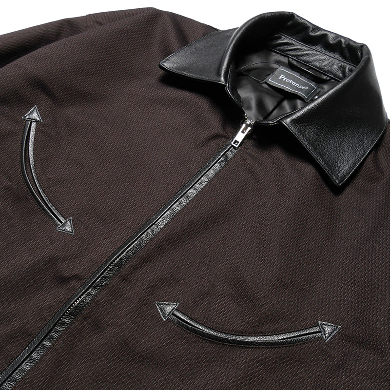 Leather Collar Jacket -STRIPE-