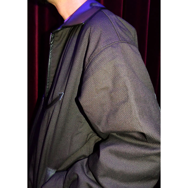 Leather Collar Jacket -STRIPE-
