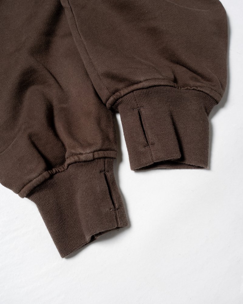 DOUBLE-CURVE ZIP HOODIE -BROWN-