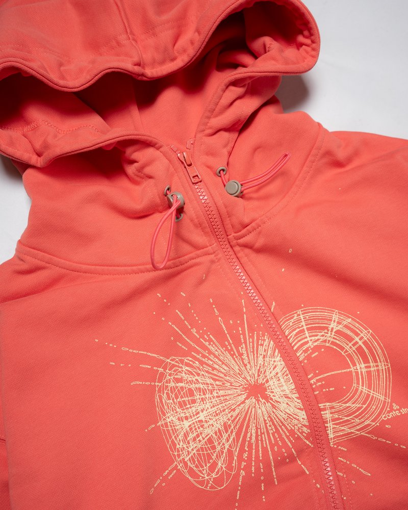 DOUBLE-CURVE ZIP HOODIE -CORAL-