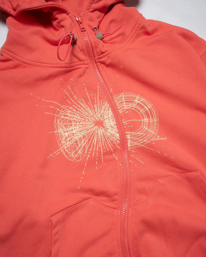 DOUBLE-CURVE ZIP HOODIE -CORAL-
