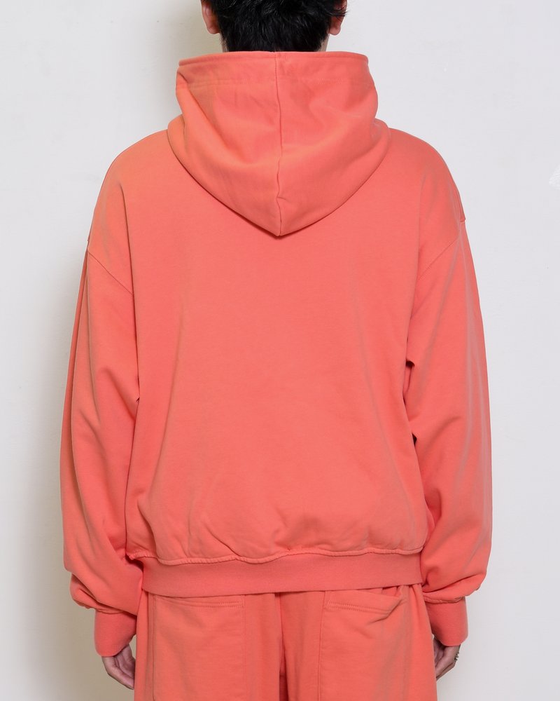 DOUBLE-CURVE ZIP HOODIE -CORAL-