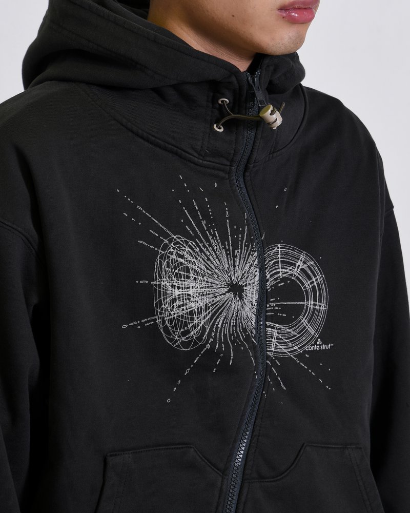 DOUBLE-CURVE ZIP HOODIE -SUMI-