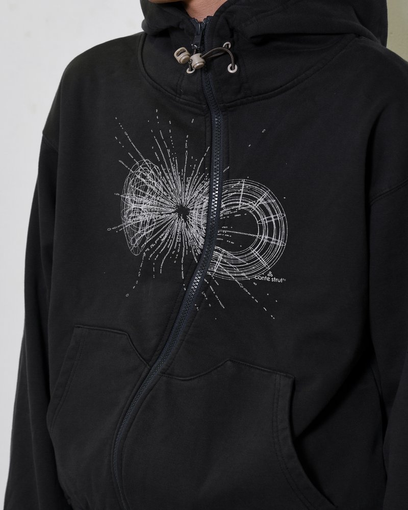 DOUBLE-CURVE ZIP HOODIE -SUMI-