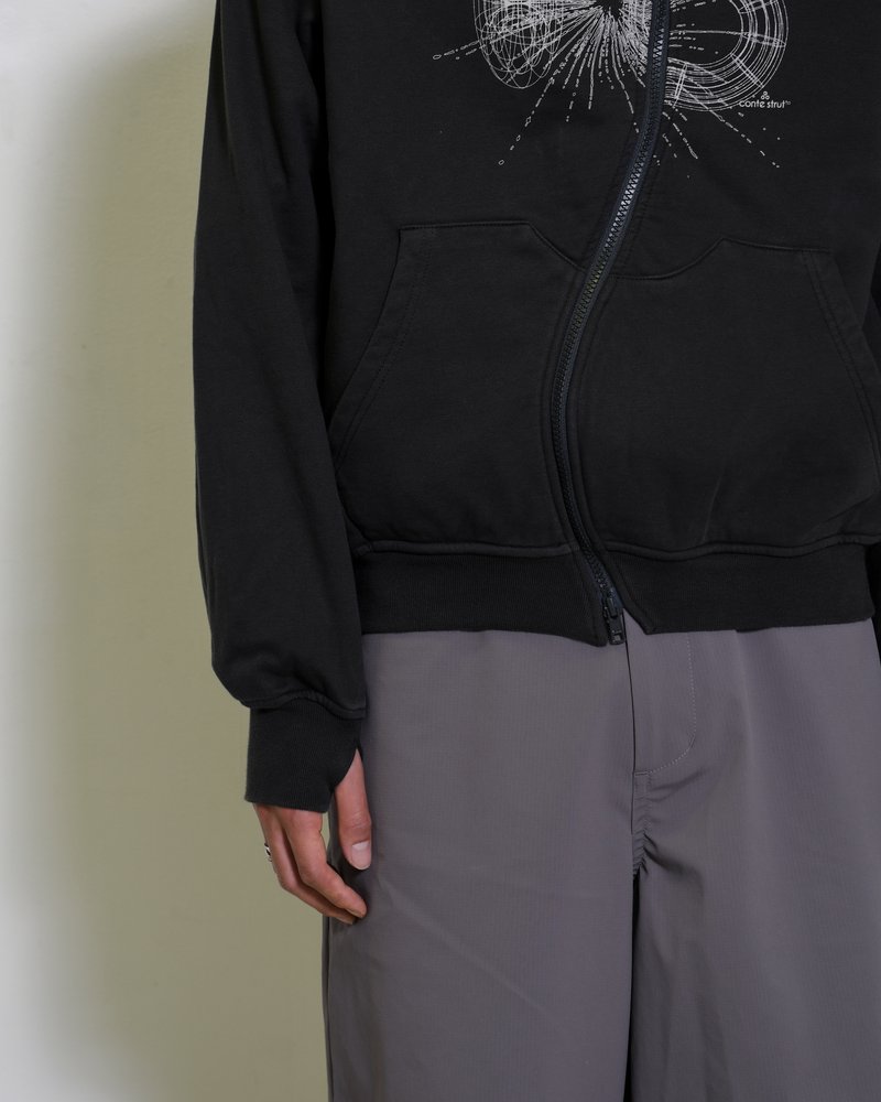 DOUBLE-CURVE ZIP HOODIE -SUMI-