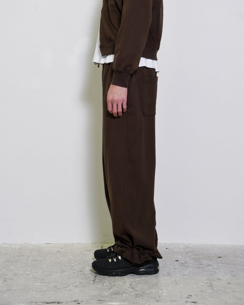 WIDE SWEAT PANTS -BROWN-