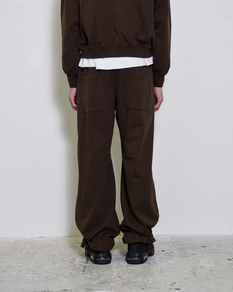 WIDE SWEAT PANTS -BROWN-