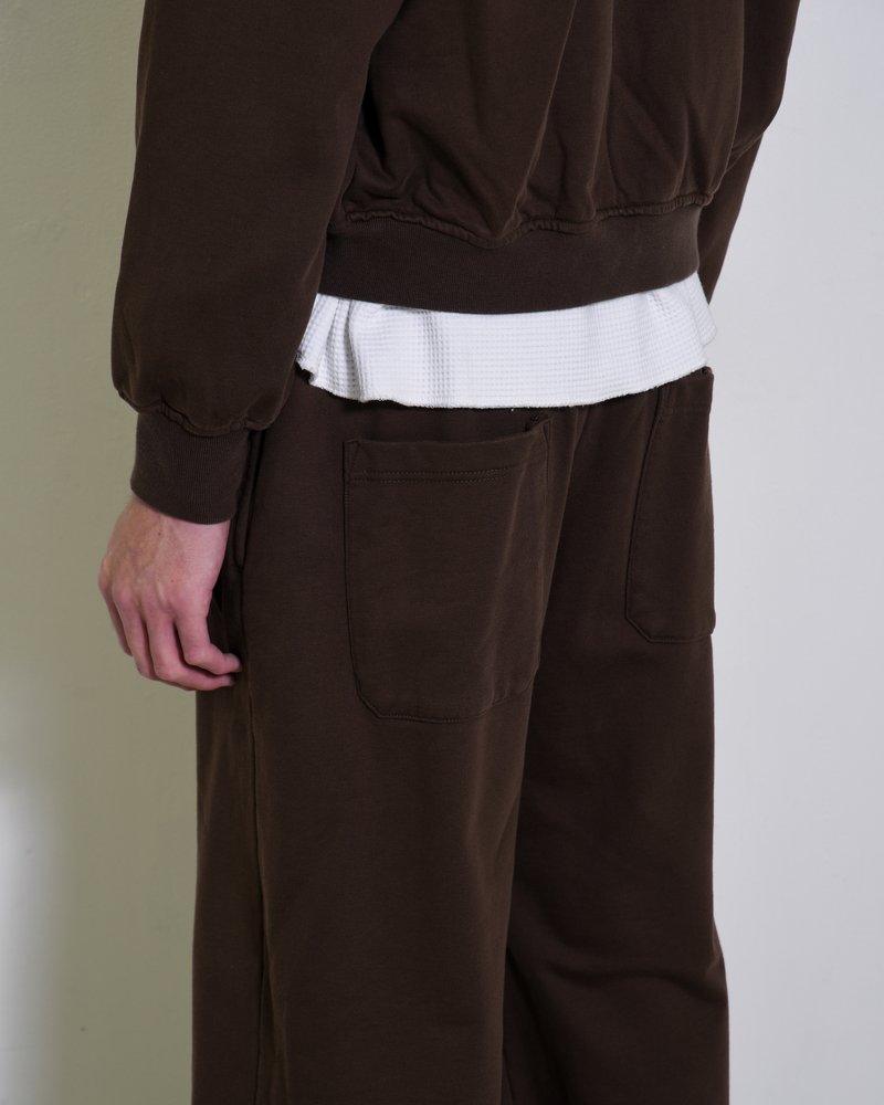 WIDE SWEAT PANTS -BROWN-