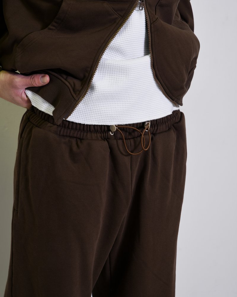 WIDE SWEAT PANTS -BROWN-
