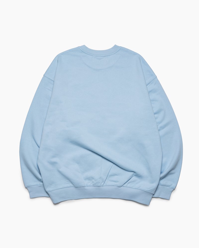 FULL-SIZE GRAPHIC PRINT CREW -LIGHT BLUE-
