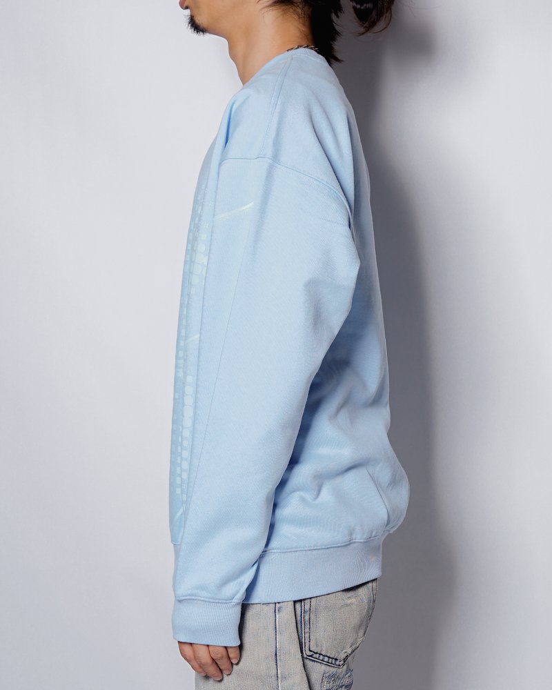 FULL-SIZE GRAPHIC PRINT CREW -LIGHT BLUE-