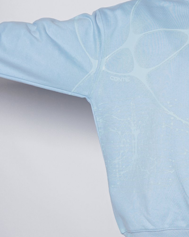 FULL-SIZE GRAPHIC PRINT CREW -LIGHT BLUE-