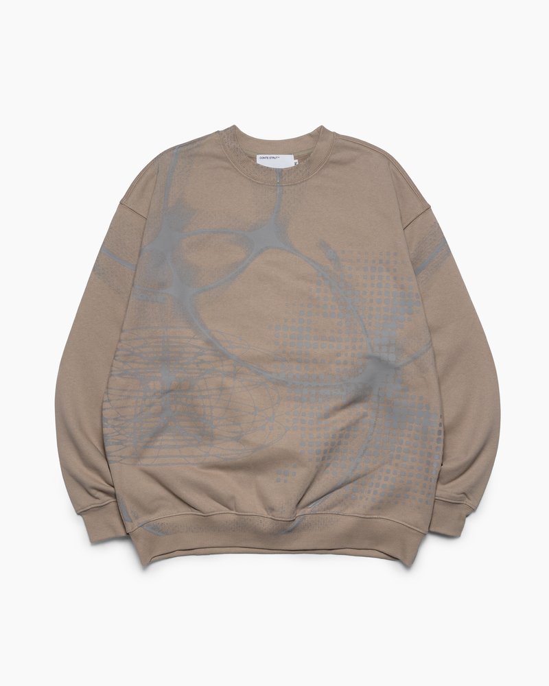 FULL-SIZE GRAPHIC PRINT CREW -SAND-