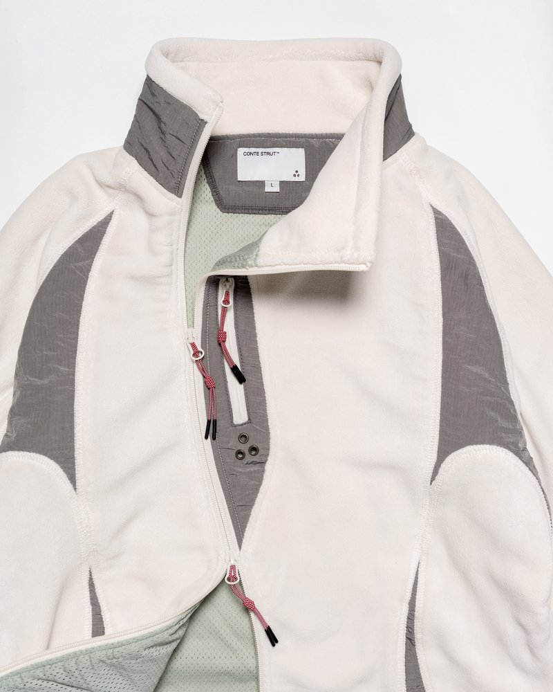 FLEECE / NYLON HYBRID JACKET -OFF-WHITE-