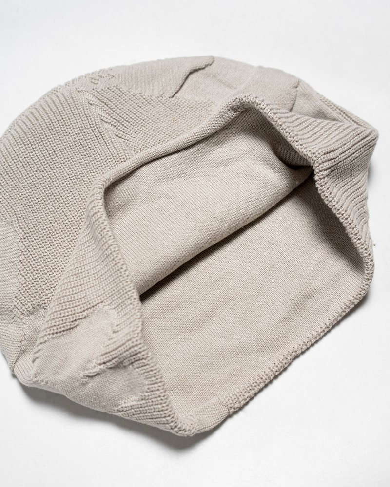 THREE-TEXTURE KNIT BEANIE -OFF-WHITE-