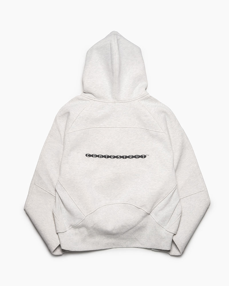PANEL-SWITCHING HALF-ZIP HOODIE -OFF WHITE-