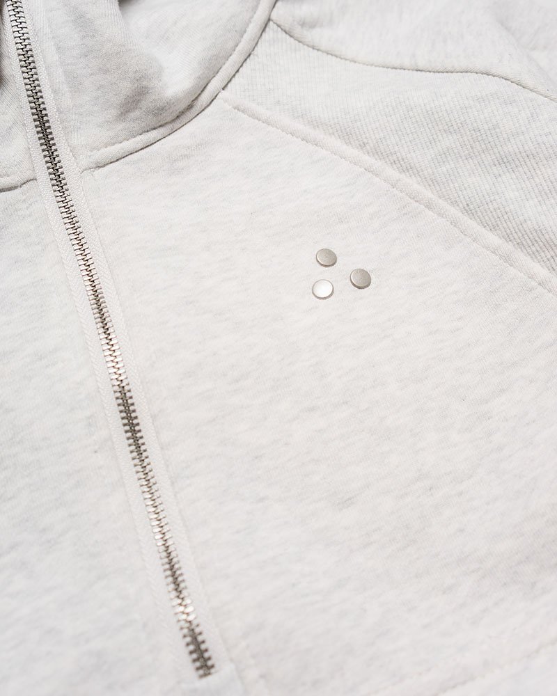 PANEL-SWITCHING HALF-ZIP HOODIE -OFF WHITE-