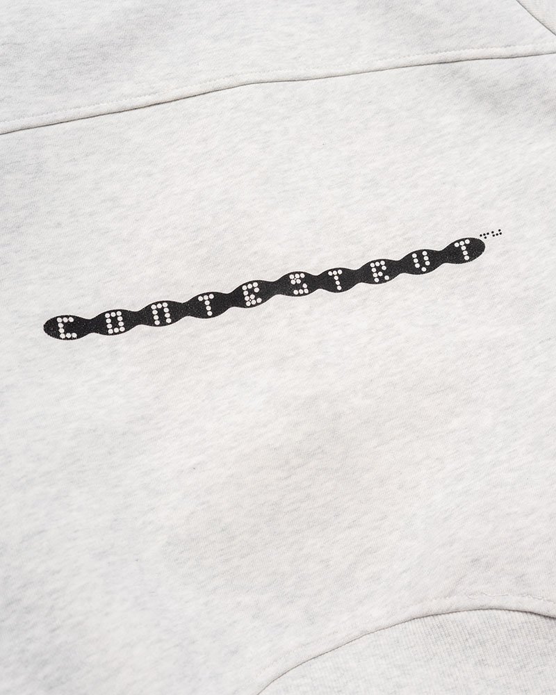 PANEL-SWITCHING HALF-ZIP HOODIE -OFF WHITE-
