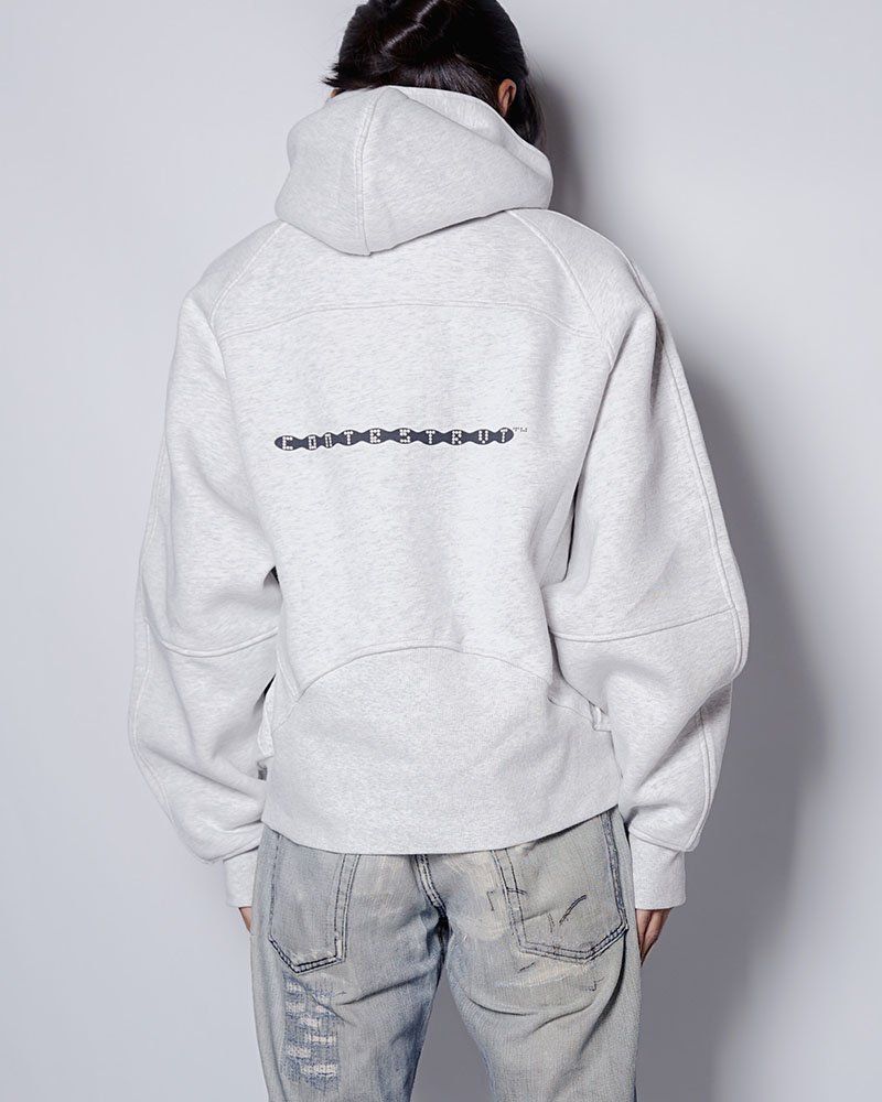 PANEL-SWITCHING HALF-ZIP HOODIE -OFF WHITE-