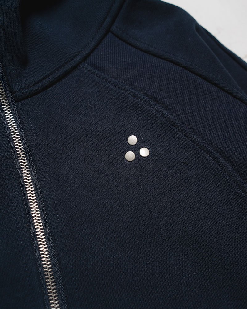 PANEL-SWITCHING HALF-ZIP HOODIE -NAVY-