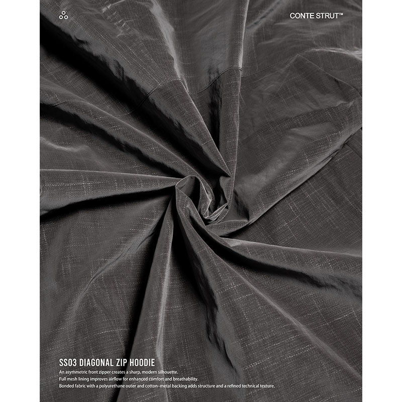 DIAGONAL ZIP HOODIE -3.COLOR-