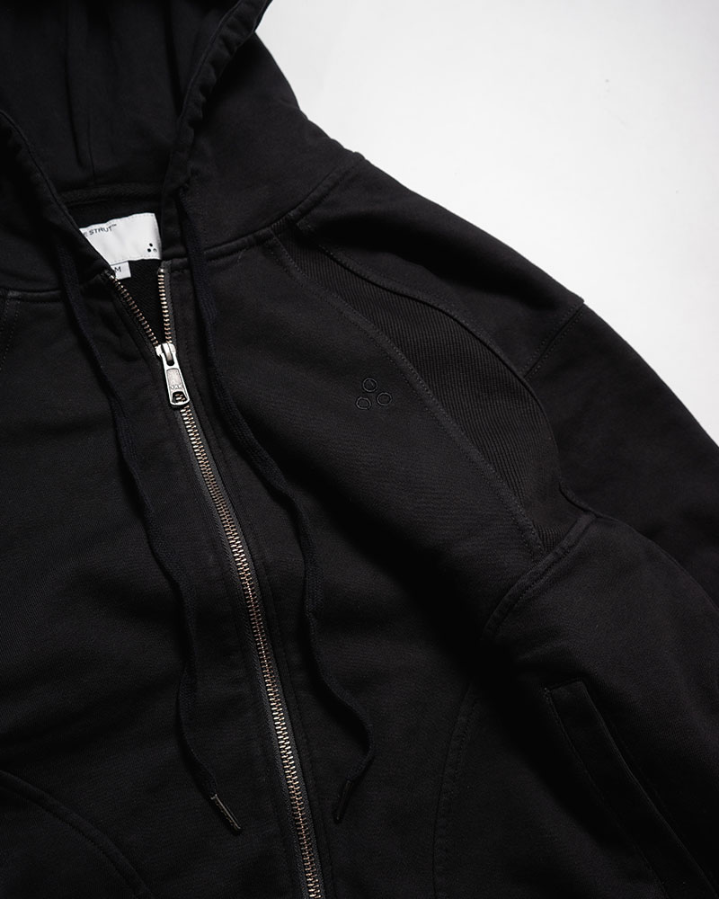 RIB-PANEL ZIP HOODIE -SUMI-